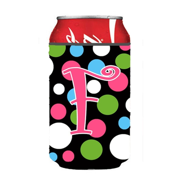 Carolines Treasures Letter F Initial Monogram - Polkadots And Pink Can Or Bottle  Hugger - CJ1038-FCC