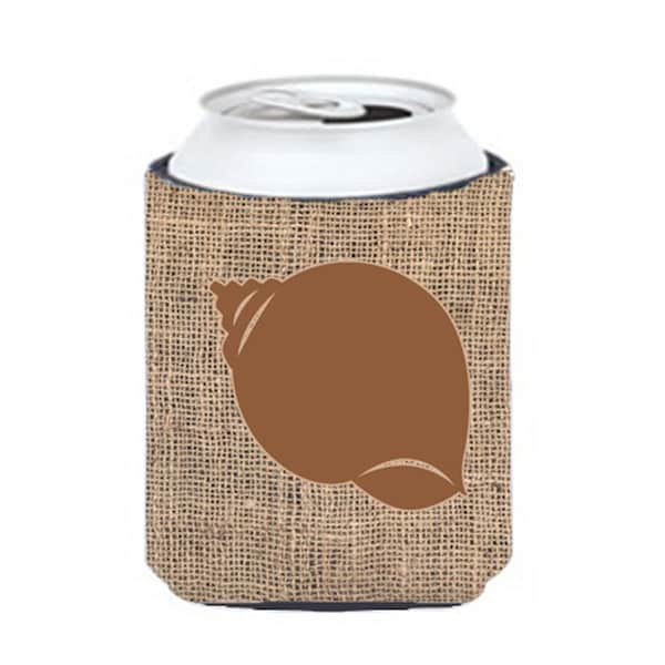 Carolines Treasures Shell Burlap And Brown Can Or Bottle  Hugger - BB1099-BL-BN-CC