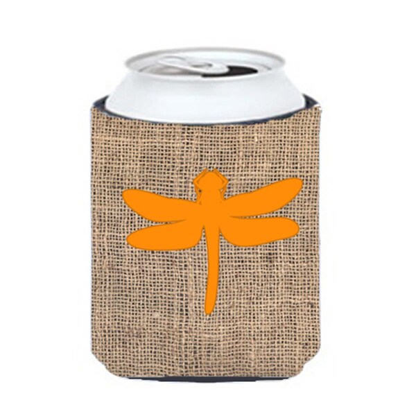 Carolines Treasures Dragonfly Burlap and Orange Can or Bottle  Hugger - BB1062-BL-OR-CC