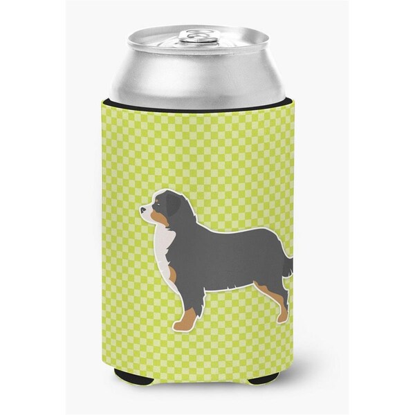 Carolines Treasures Bernese Mountain Dog Checkerboard Green Can or Bottle Hugger - BB3819CC