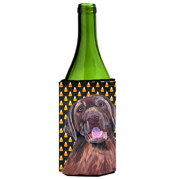 Carolines Treasures Labrador Chocolate Candy Corn Halloween Portrait Wine Bottle   Hugger - SC9157LITERK