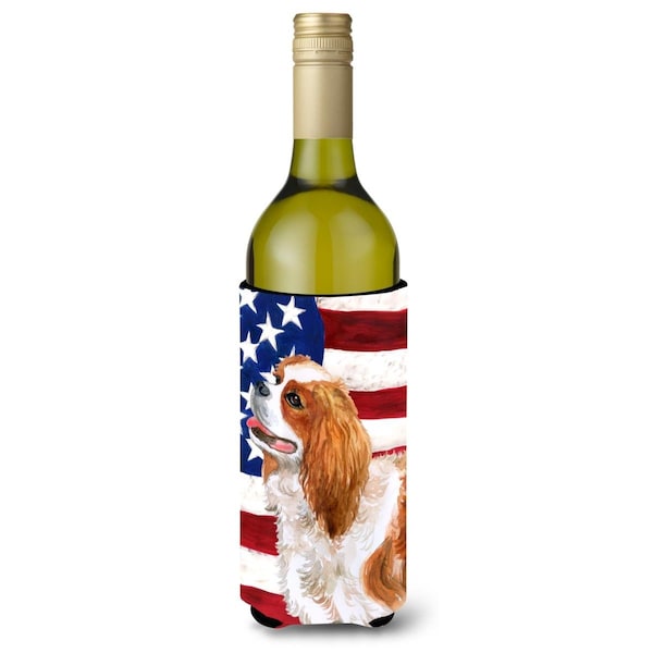 Carolines Treasures Cavalier Spaniel Patriotic Wine Bottle Beverge Insulator Hugger - BB9663LITERK