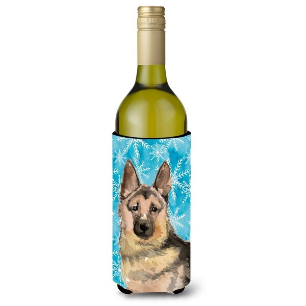 Carolines Treasures German Shepherd Winter Wine Bottle Beverge Insulator Hugger - BB9453LITERK