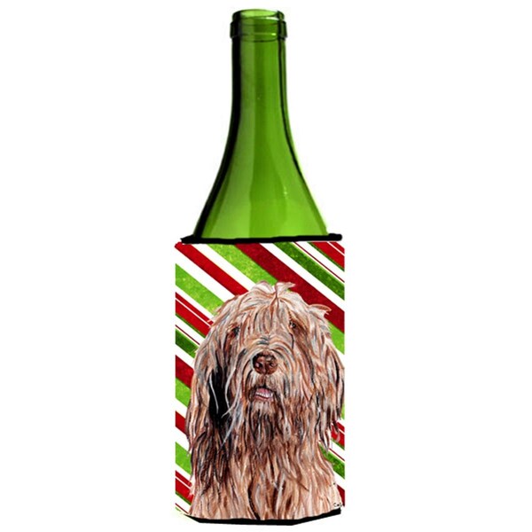 Carolines Treasures Otterhound Candy Cane Christmas Wine bottle sleeve Hugger  24 Oz. - SC9805LITERK