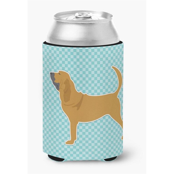 Carolines Treasures Bloodhound Checkerboard Blue Can or Bottle Hugger - BB3684CC