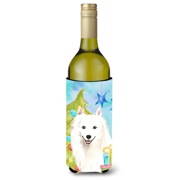 Carolines Treasures Christmas Tree Japanese Spitz Wine Bottle Beverge Insulator Hugger - CK1875LITERK