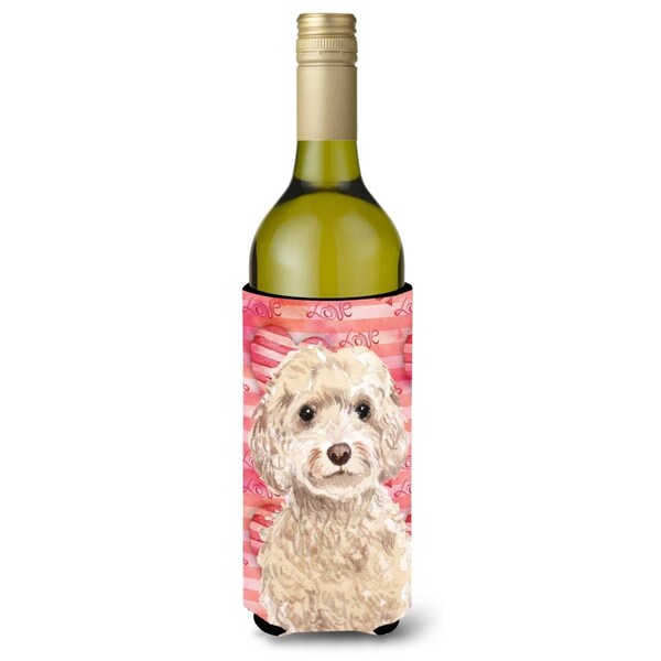 Carolines Treasures Champagne Cockapoo Love Wine Bottle Beverge Insulator Hugger - BB9480LITERK
