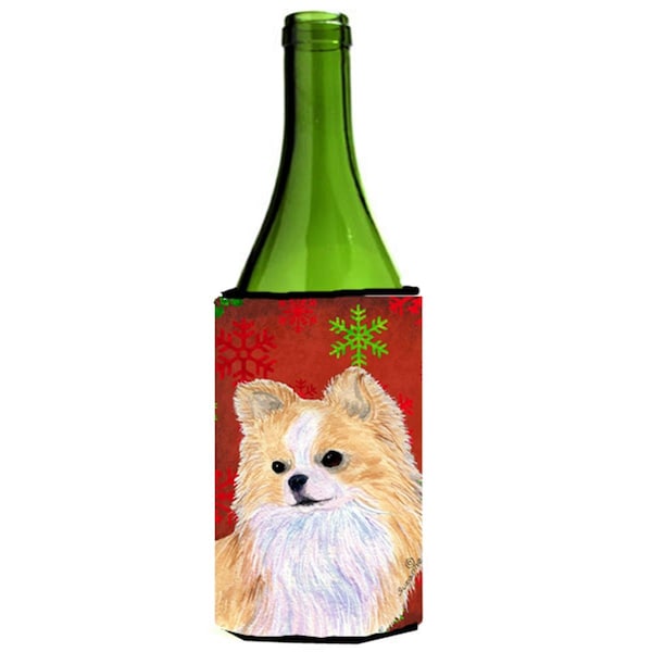 Carolines Treasures Chihuahua Snowflakes Holiday Christmas Wine bottle sleeve Hugger - 24 oz. - SS4680LITERK