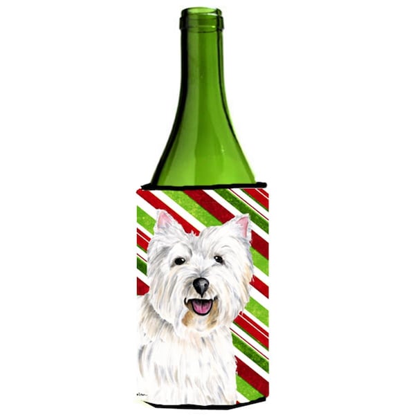 Carolines Treasures Westie Candy Cane Holiday Christmas Wine bottle sleeve Hugger - 24 oz. - SC9330LITERK