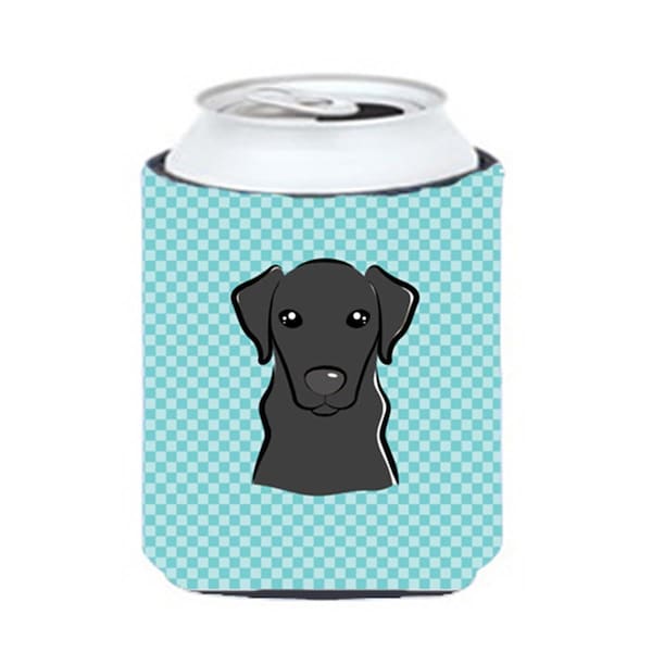 Carolines Treasures Checkerboard Blue Black Labrador Can Or Bottle Hugger- 12 Oz. - BB1173CC