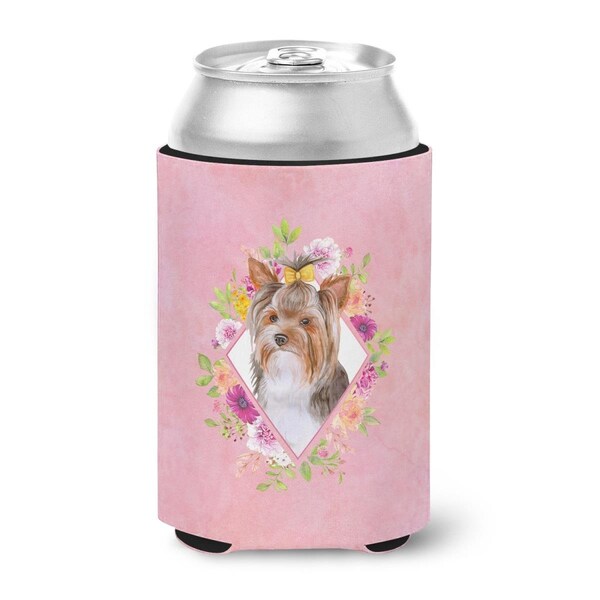 Carolines Treasures Yorkshire Terrier No.1 Pink Flowers Can or Bottle Hugger - CK4194CC