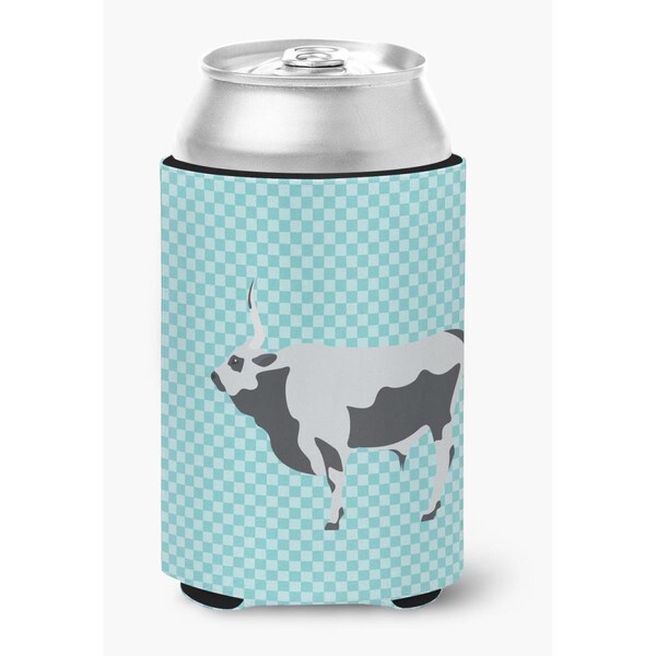 Carolines Treasures Hungarian Grey Steppe Cow Blue Check Can or Bottle Hugger - BB7998CC