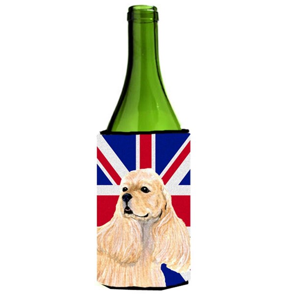 Carolines Treasures Cocker Spaniel Buff With English Union Jack British Flag Wine bottle sleeve Hugger - 24 Oz. - SS4964LITERK