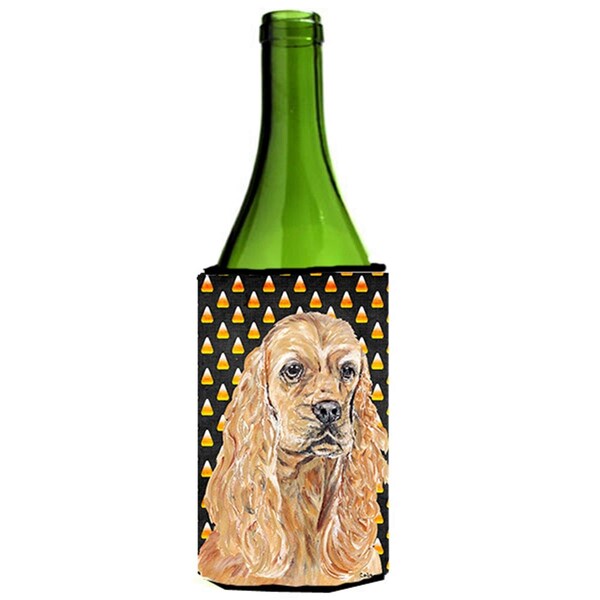 Carolines Treasures Cocker Spaniel Halloween Candy Corn Wine bottle sleeve Hugger - SC9528LITERK