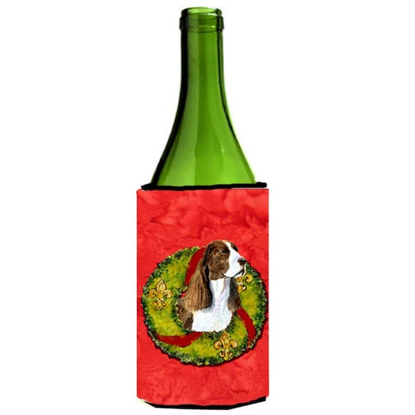 Carolines Treasures Springer Spaniel Cristmas Wreath Wine bottle sleeve Hugger - SS4200LITERK