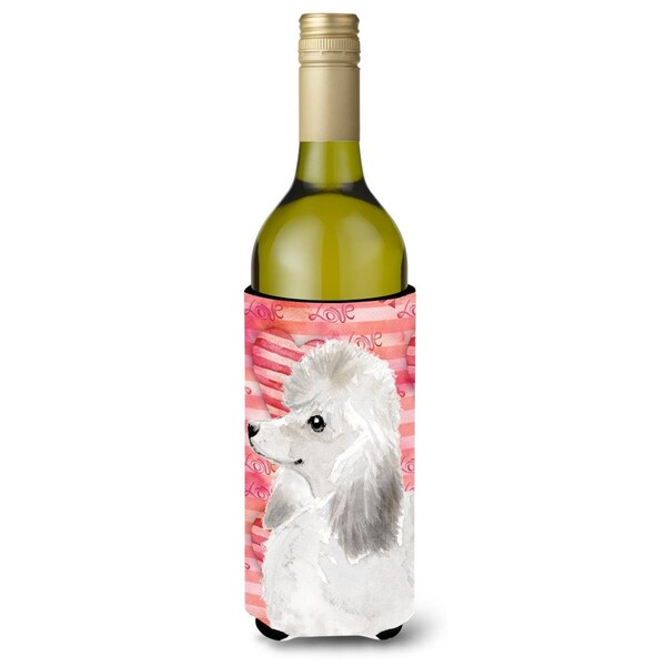 Carolines Treasures White Standard Poodle Love Wine Bottle Beverge Insulator Hugger - BB9491LITERK