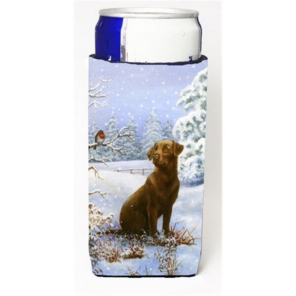 Carolines Treasures Chocolate Labrador Snowy Robin Michelob Ultra Can coolers for Slim Cans - BDBA434AMUK