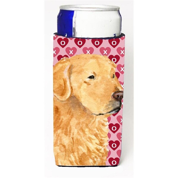 Carolines Treasures Golden Retriever Hearts Love Valentines Day Michelob Ultra bottle sleeves For Slim Cans - 12 oz. - SS4476MUK