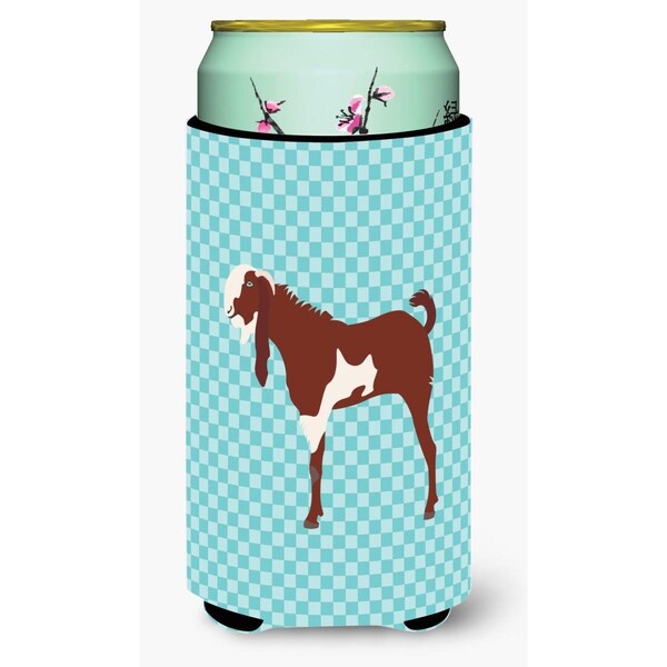 Carolines Treasures Jamnapari Goat Blue Check Tall Boy Beverage Insulator Hugger - BB8064TBC