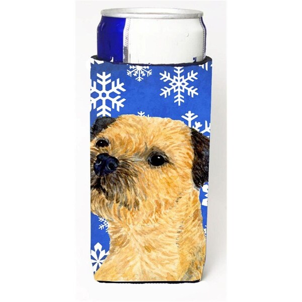Carolines Treasures Border Terrier Winter Snowflakes Holiday Michelob Ultra bottle sleeves For Slim Cans - 12 oz. - LH9278MUK