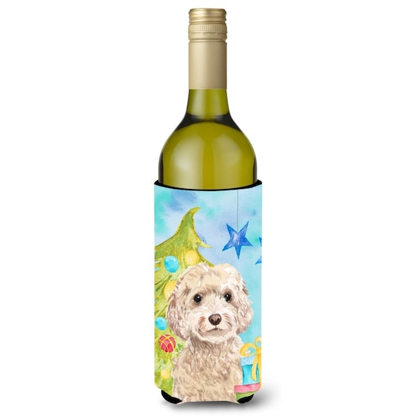 Carolines Treasures Champagne Cockapoo Christmas Wine Bottle Beverge Insulator Hugger - BB9410LITERK