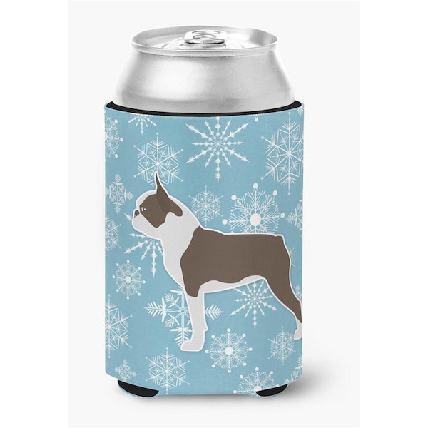Carolines Treasures Winter Snowflake Boston Terrier Can or Bottle Hugger - BB3544CC
