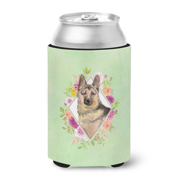 Carolines Treasures German Shepherd Green Flowers Can or Bottle Hugger - CK4397CC