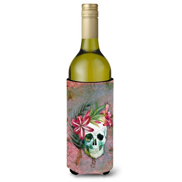 Carolines Treasures Day of the Dead Skull Flowers Wine Bottle Beverge Insulator Hugger - BB5125LITERK