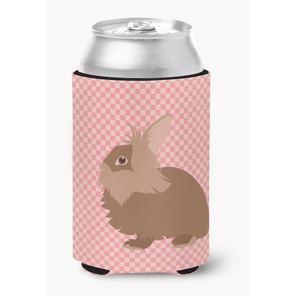 Carolines Treasures Lionhead Rabbit Pink Check Can or Bottle Hugger - BB7960CC