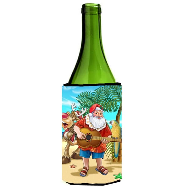 Carolines Treasures Beach Christmas Santa Claus Island Time Wine Bottle Can cooler Hugger - APH5151LITERK