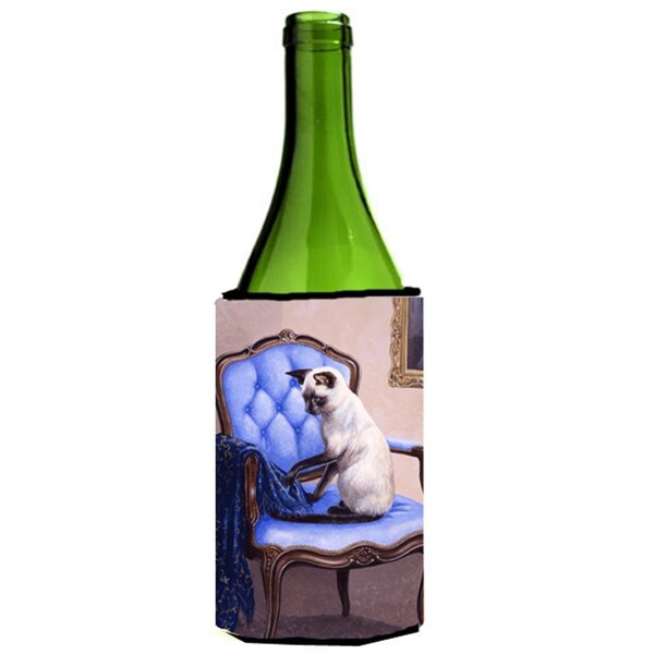 Carolines Treasures On the Chair Siamese Cat Wine Bottle Can cooler Hugger - BDBA0273LITERK