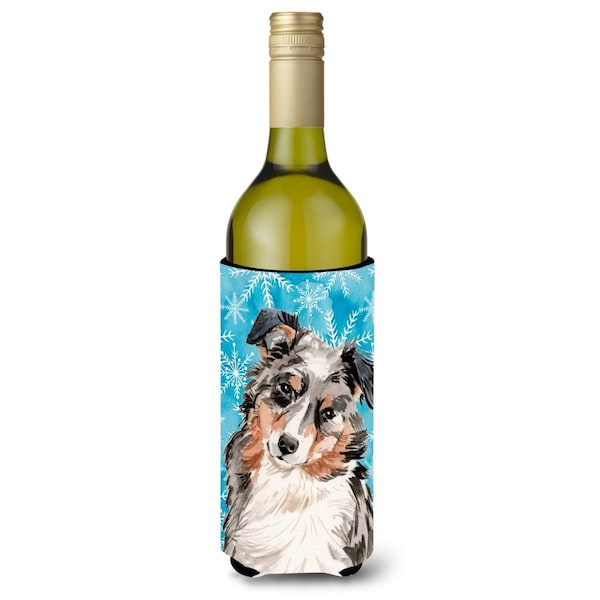 Carolines Treasures Australian Shepherd Winter Wine Bottle Beverge Insulator Hugger - BB9432LITERK
