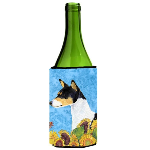 Carolines Treasures Basenji In Summer Flowers Wine bottle sleeve Hugger - 24 oz. - SS4147LITERK