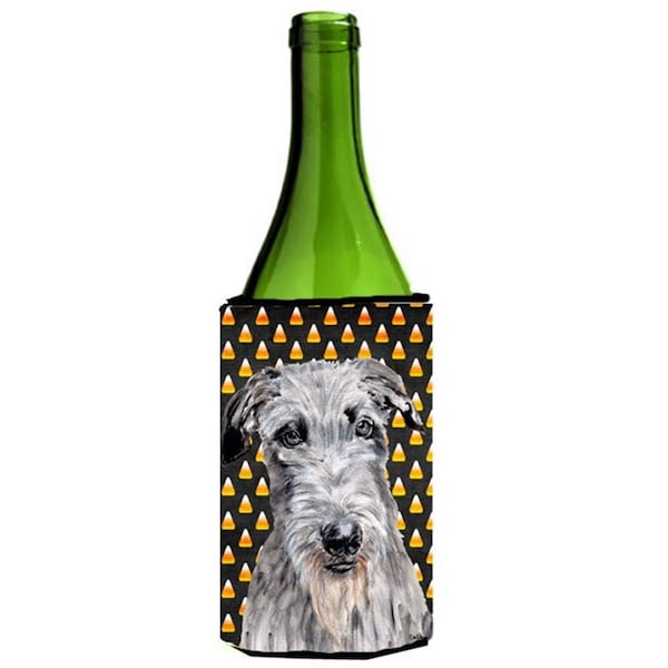Carolines Treasures Scottish Deerhound Candy Corn Halloween Wine bottle sleeve Hugger  24 Oz. - SC9658LITERK