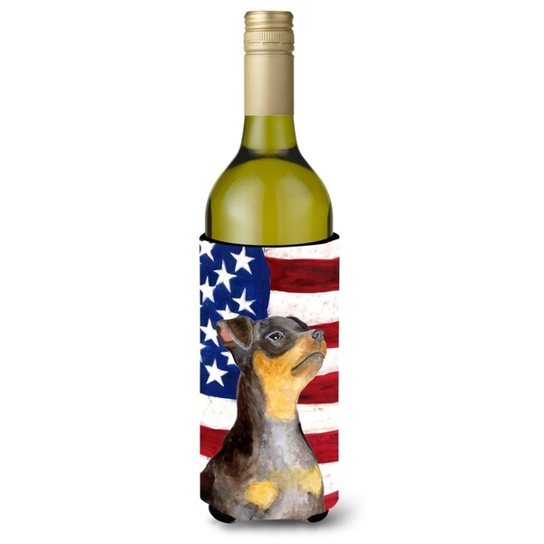 Carolines Treasures Miniature Pinscher No.2 Patriotic Wine Bottle Beverge Insulator Hugger - BB9724LITERK