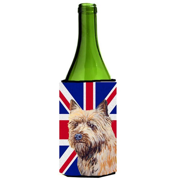 Carolines Treasures Cairn Terrier With English Union Jack British Flag Wine bottle sleeve Hugger - 24 Oz. - LH9472LITERK