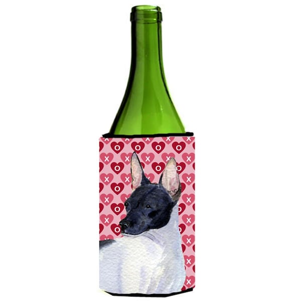 Carolines Treasures Rat Terrier Hearts Love And Valentines Day Portrait Wine bottle sleeve Hugger - 24 oz. - SS4480LITERK