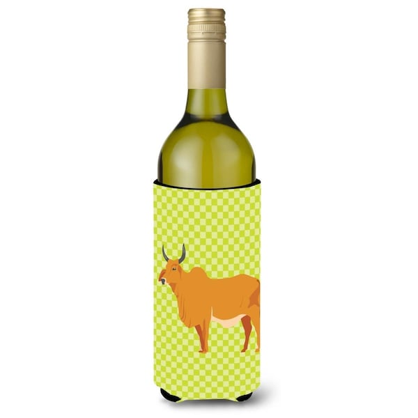 Carolines Treasures Zebu Indicine Cow Green Wine Bottle Beverge Insulator Hugger - BB7651LITERK
