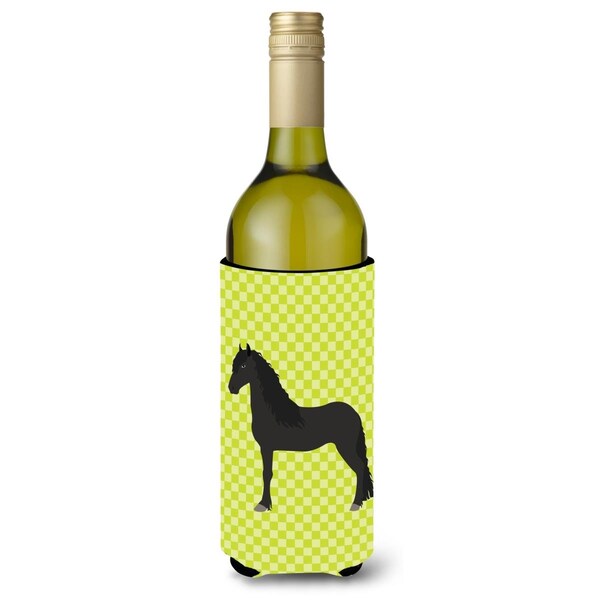 Carolines Treasures Friesian Horse Green Wine Bottle Beverge Insulator Hugger - BB7741LITERK