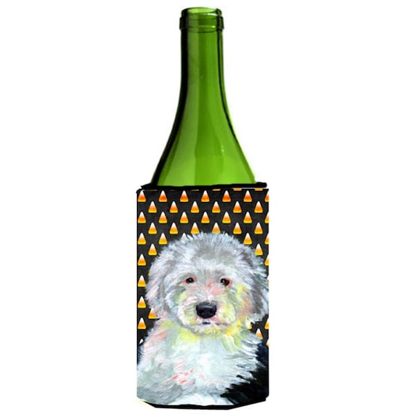 Carolines Treasures Old English Sheepdog Candy Corn Halloween Portrait Wine bottle sleeve Hugger - 24 oz. - LH9046LITERK