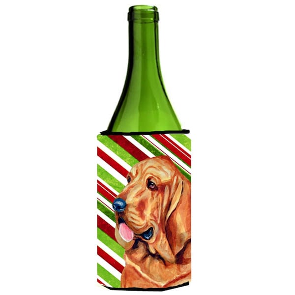 Carolines Treasures Bloodhound Candy Cane Holiday Christmas Wine bottle sleeve Hugger - 24 oz. - LH9241LITERK