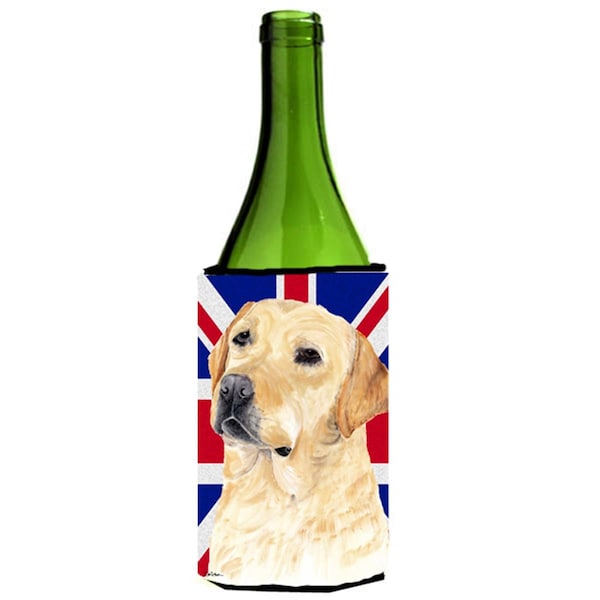 Carolines Treasures Labrador With English Union Jack British Flag Wine bottle sleeve Hugger - 24 Oz. - SC9833LITERK