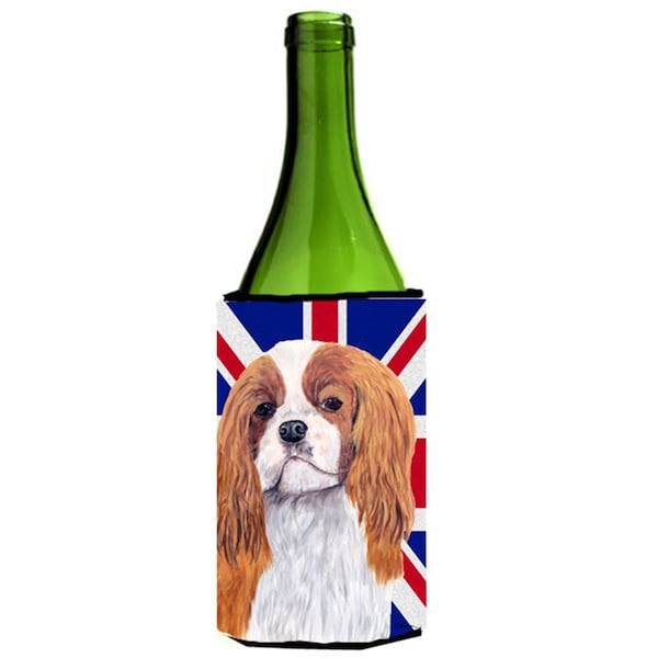 Carolines Treasures Cavalier Spaniel With English Union Jack British Flag Wine bottle sleeve Hugger - 24 Oz. - SC9851LITERK