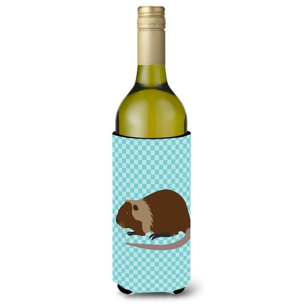 Carolines Treasures Coypu Nutria River Rat Blue Check Wine Bottle Beverge Insulator Hugger - BB8053LITERK