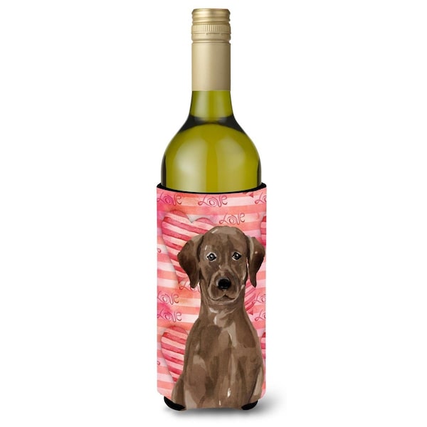 Carolines Treasures Chocolate Labrador Love Wine Bottle Beverge Insulator Hugger - BB9470LITERK