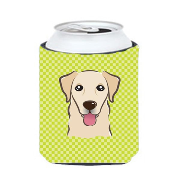 Carolines Treasures Checkerboard Lime Green Golden Retriever Can Or Bottle Hugger- 12 Oz. - BB1314CC