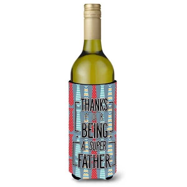 Carolines Treasures Thanks Super Father Wine Bottle Beverge Insulator Hugger - BB5435LITERK