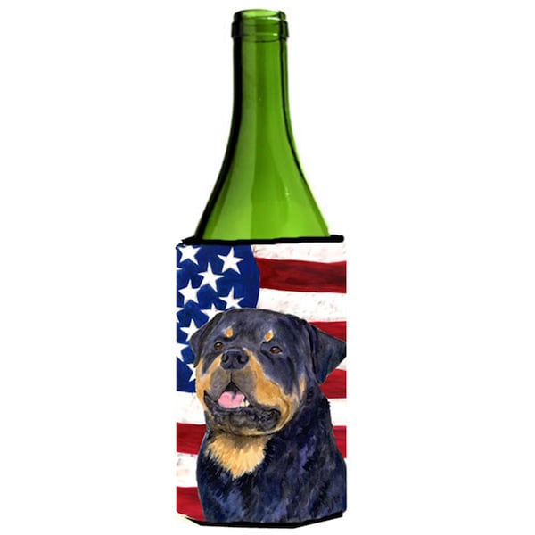 Carolines Treasures Usa American Flag With Rottweiler Wine Bottle  Hugger - 24 oz. - SS4009LITERK