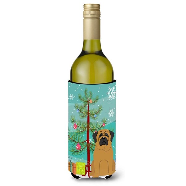 Carolines Treasures Merry Christmas Tree Mastiff Wine Bottle Beverge Insulator Hugger - BB4143LITERK