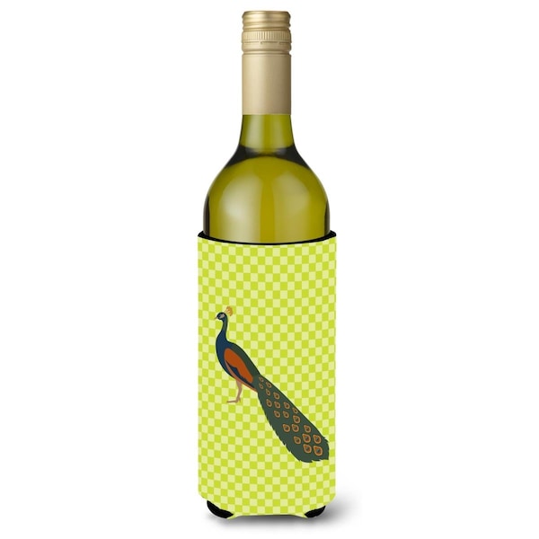 Carolines Treasures Indian Peacock Peafowl Green Wine Bottle Beverge Insulator Hugger - BB7751LITERK